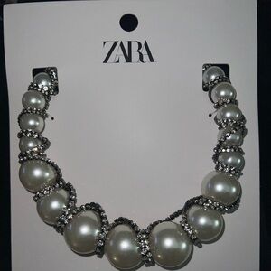 Zara Pearl and Crystal Statement Necklace
